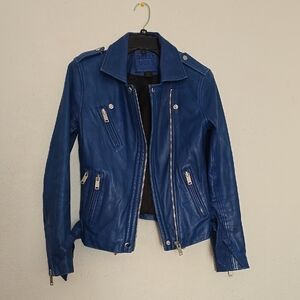 Belle Vere Genuine Leather Moto Jacket Blue Women’s Size Small Style 63345 Biker